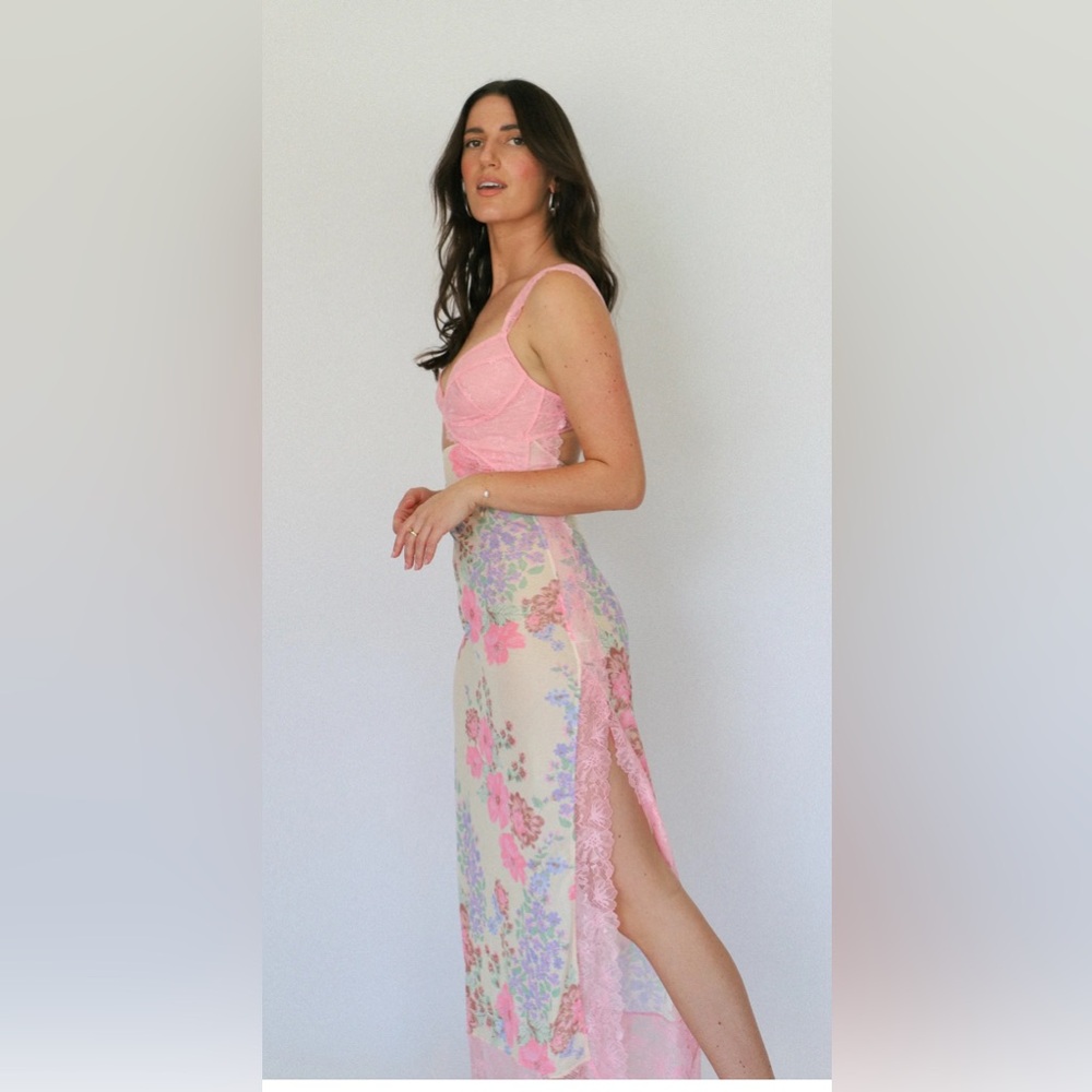 Free People Pink Floral Lace Slip Dress - Picture 6 of 14